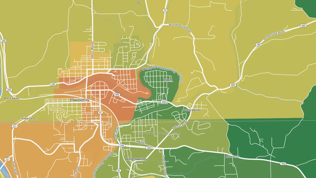 Ellport, PA Map of Vandalism Rates