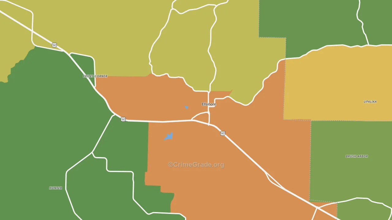 Ellsinore, MO Map of Vandalism Rates