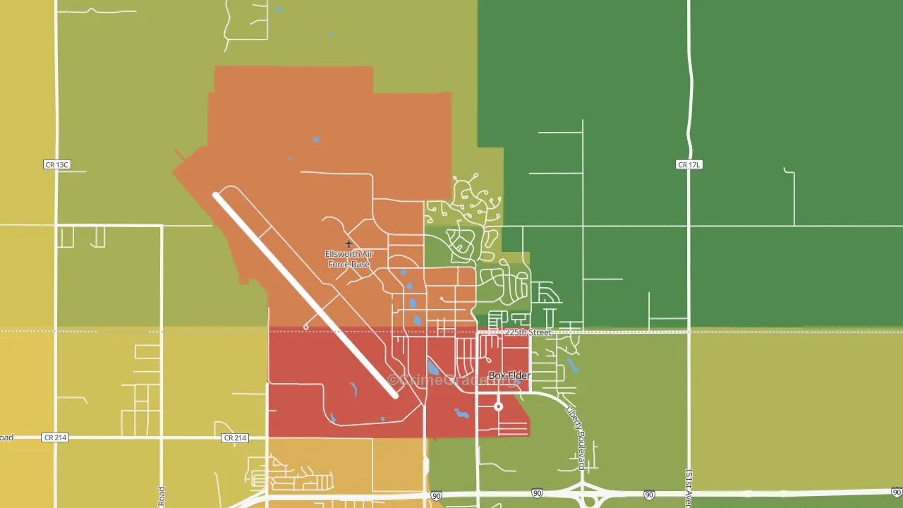 Ellsworth Afb, SD Map of Vandalism Rates