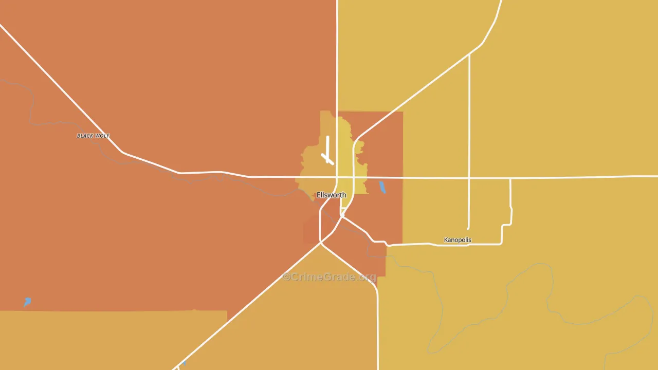 Ellsworth, KS Map of Vandalism Rates