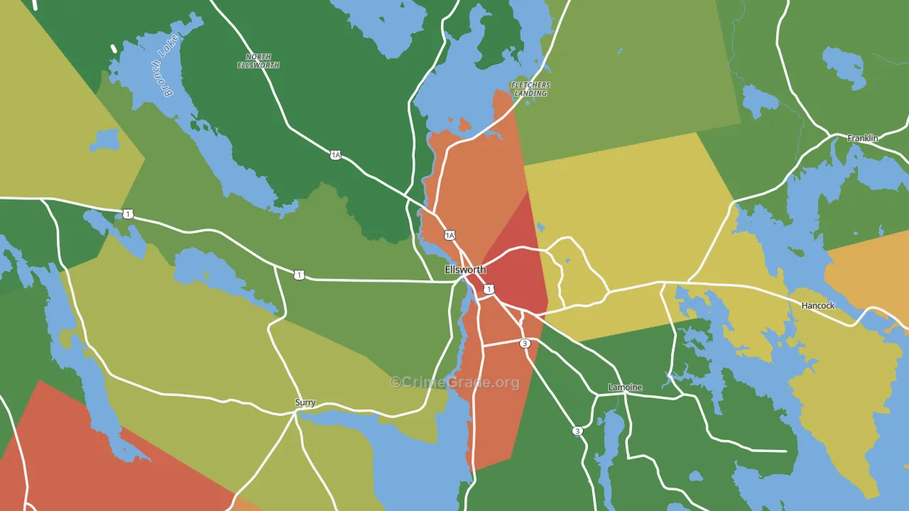 Ellsworth, ME Map of Vandalism Rates