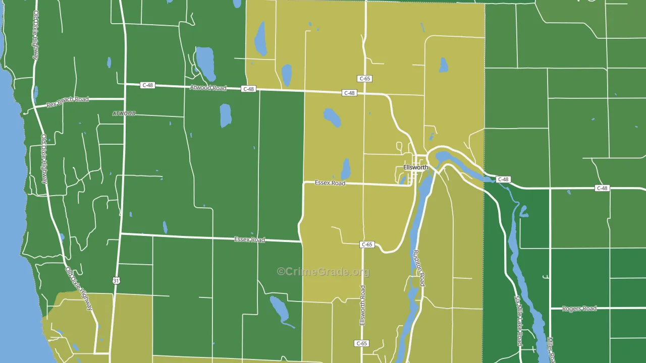 Ellsworth, MI Map of Vandalism Rates