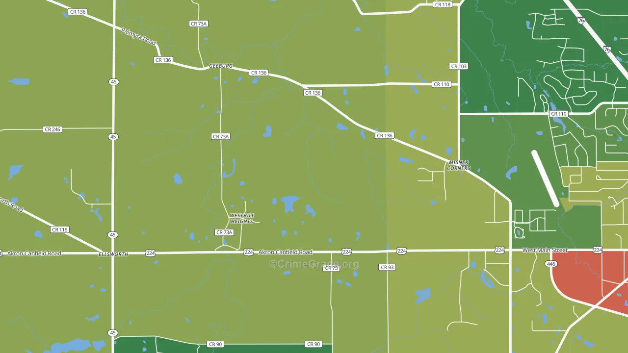 Ellsworth, OH Map of Vandalism Rates