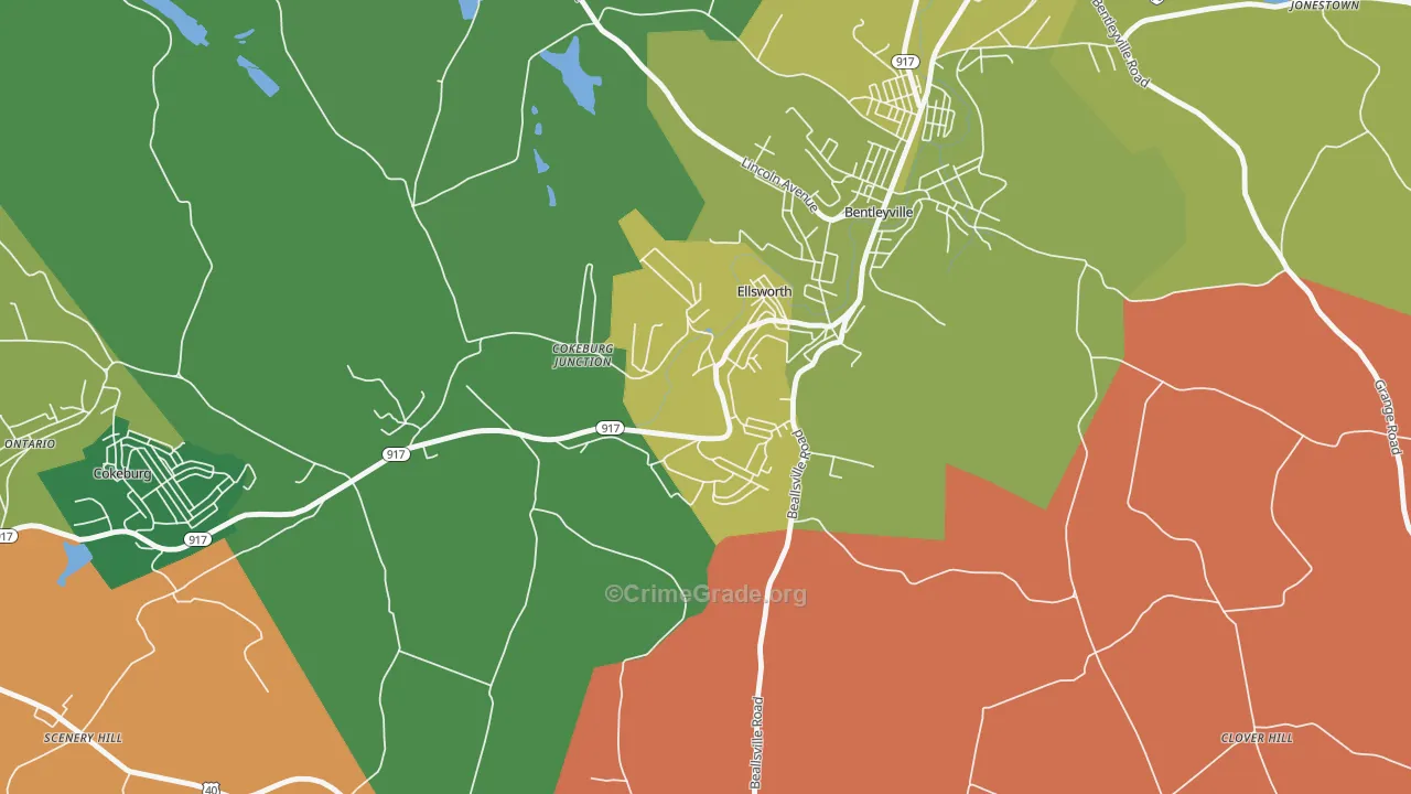 Ellsworth, PA Map of Vandalism Rates
