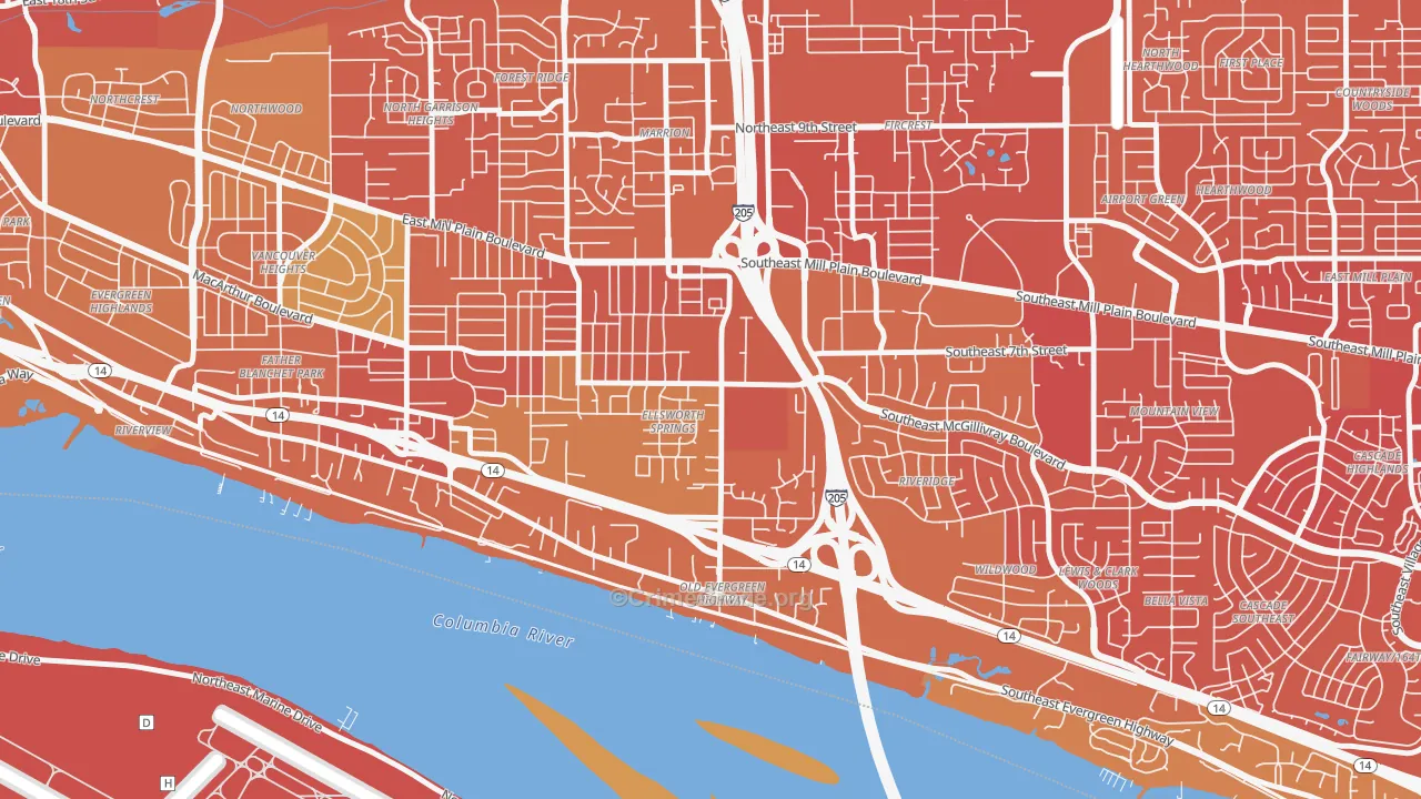 Ellsworth Springs, Vancouver, WA Map of Vandalism Rates