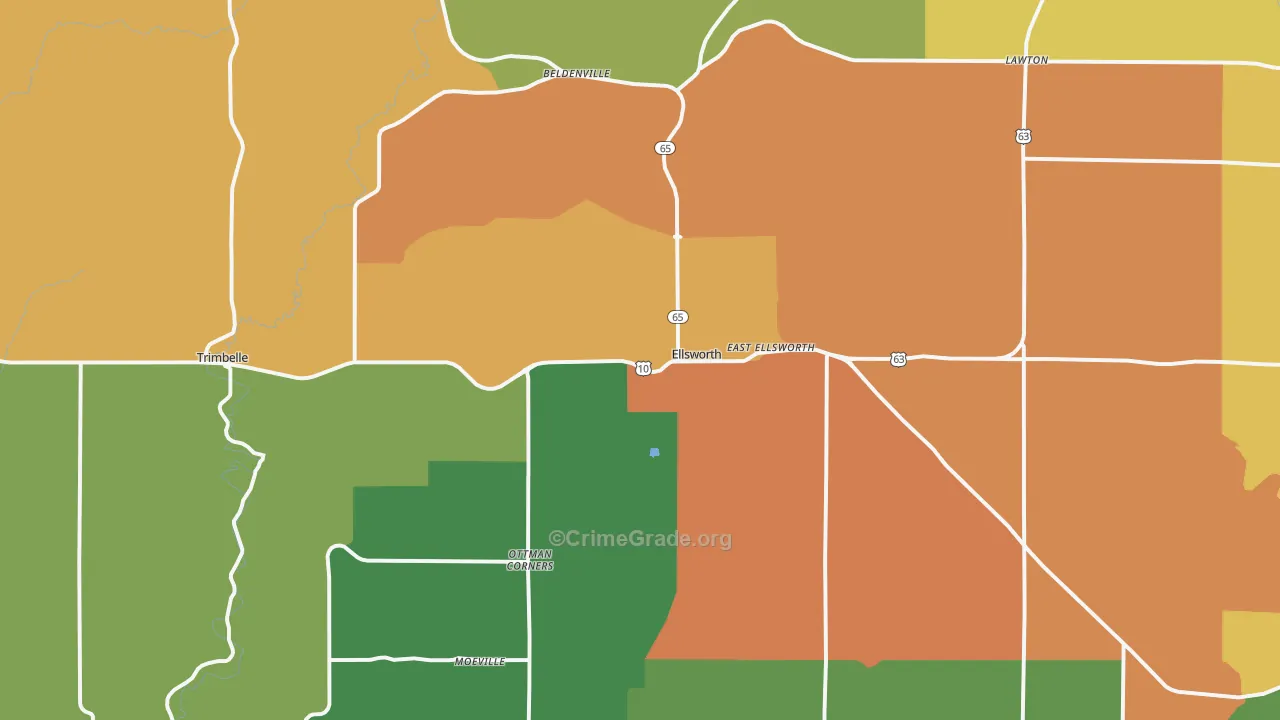 Ellsworth, WI Map of Vandalism Rates