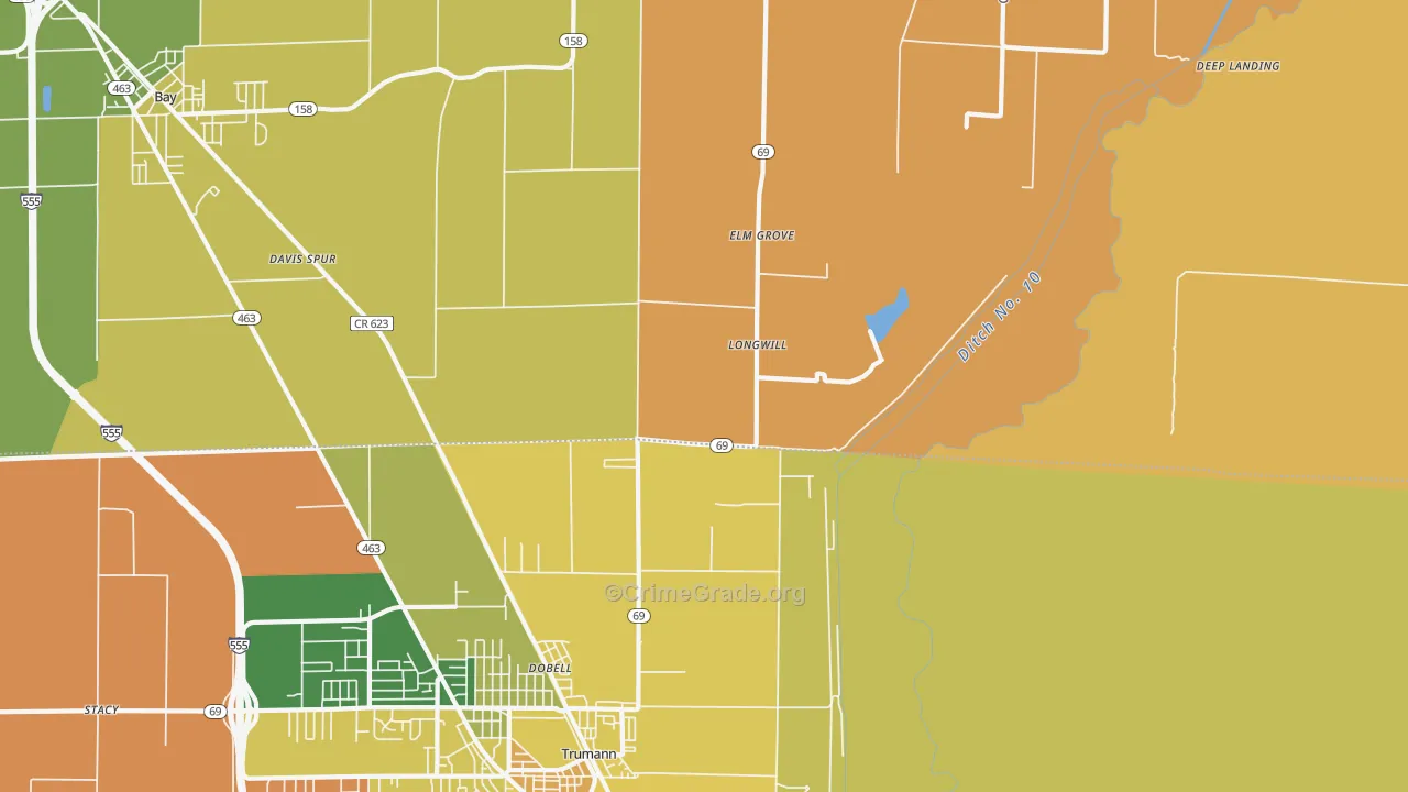 Elm Grove, AR Map of Vandalism Rates