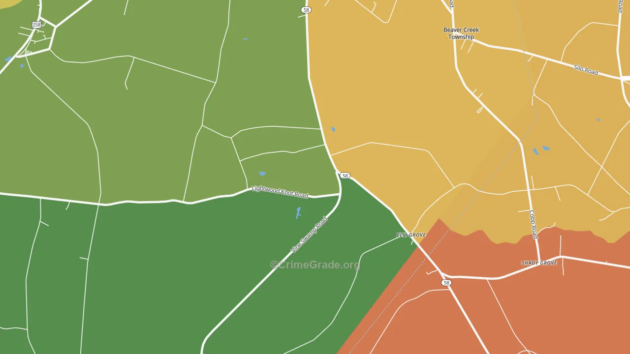 Elm Grove, NC Map of Vandalism Rates