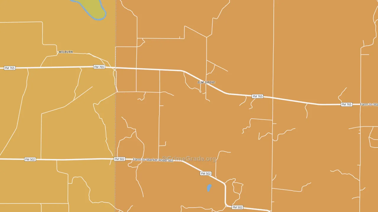 Elm Grove, TX Map of Vandalism Rates