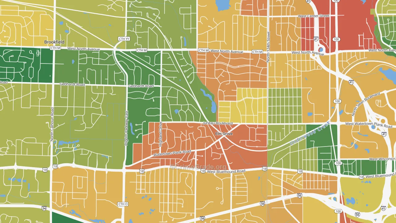 Elm Grove, WI Map of Vandalism Rates