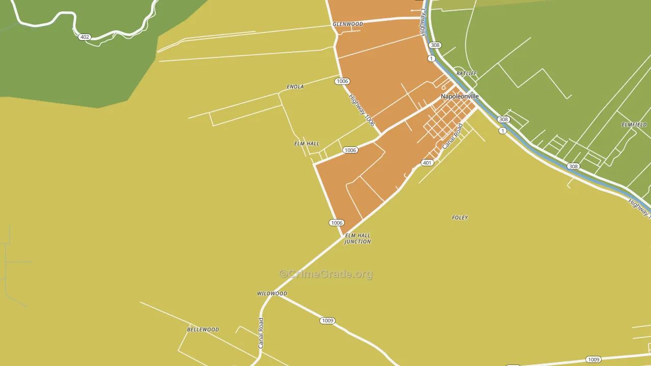 Elm Hall, LA Map of Vandalism Rates