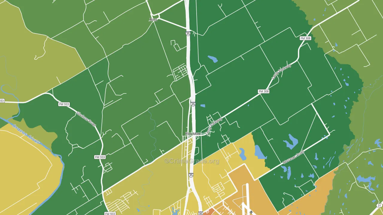 Elm Mott, TX Map of Vandalism Rates