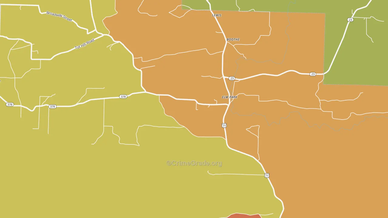 Elm Park, AR Map of Vandalism Rates