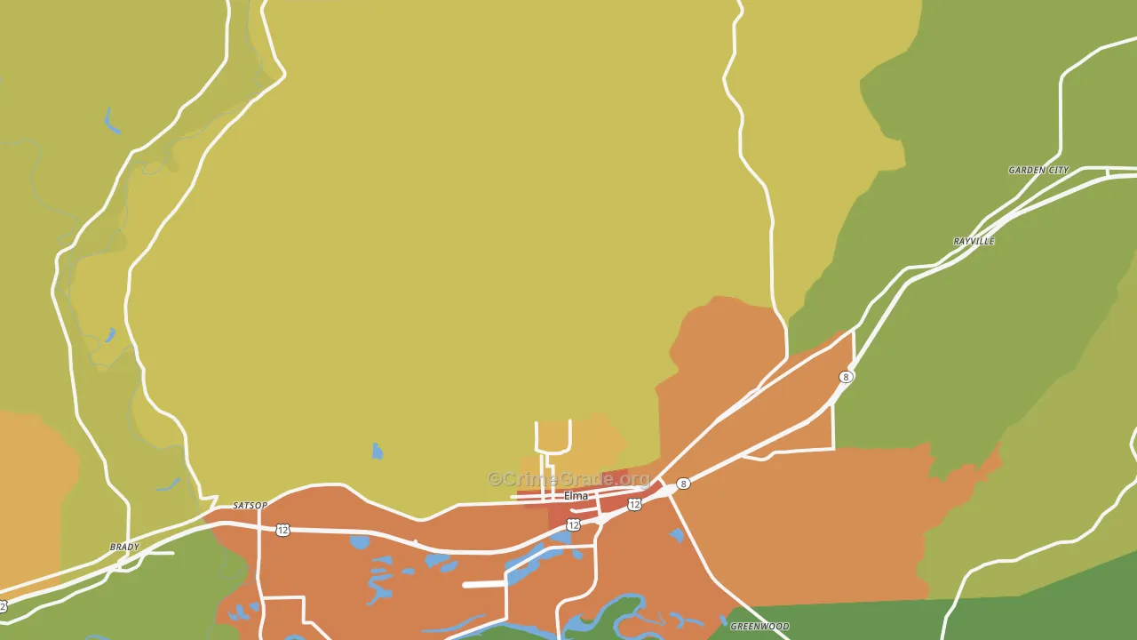 Elma, WA Map of Vandalism Rates