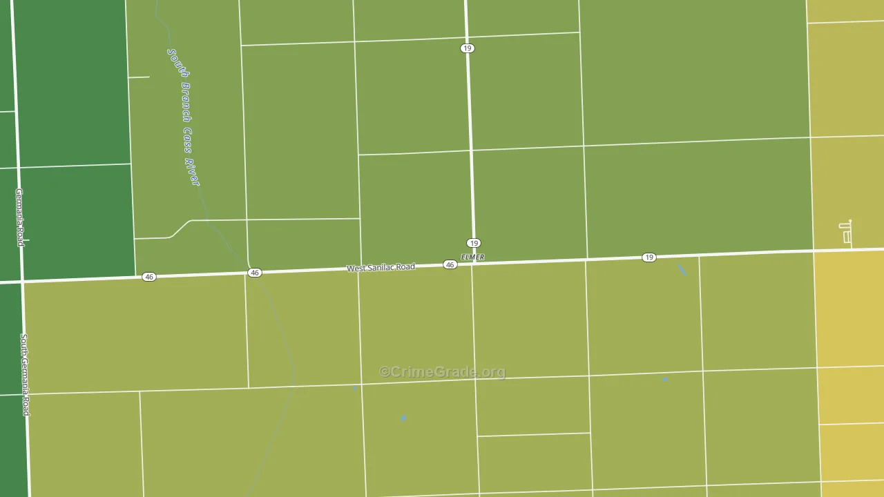 Elmer, MI Map of Vandalism Rates