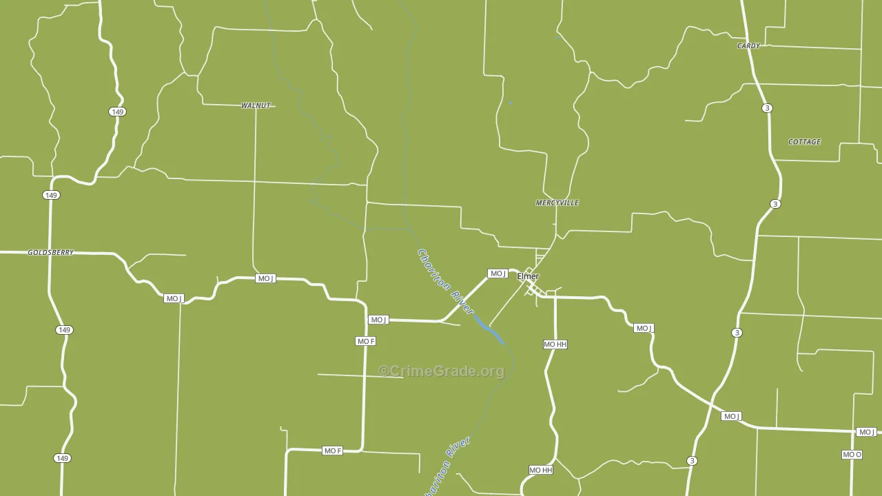 Elmer, MO Map of Vandalism Rates