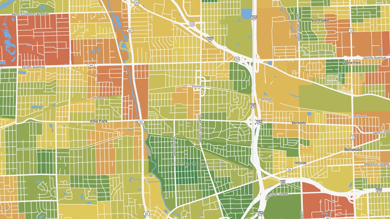 Elmhurst, IL Map of Vandalism Rates