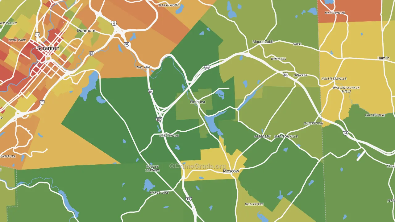 Elmhurst, PA Map of Vandalism Rates