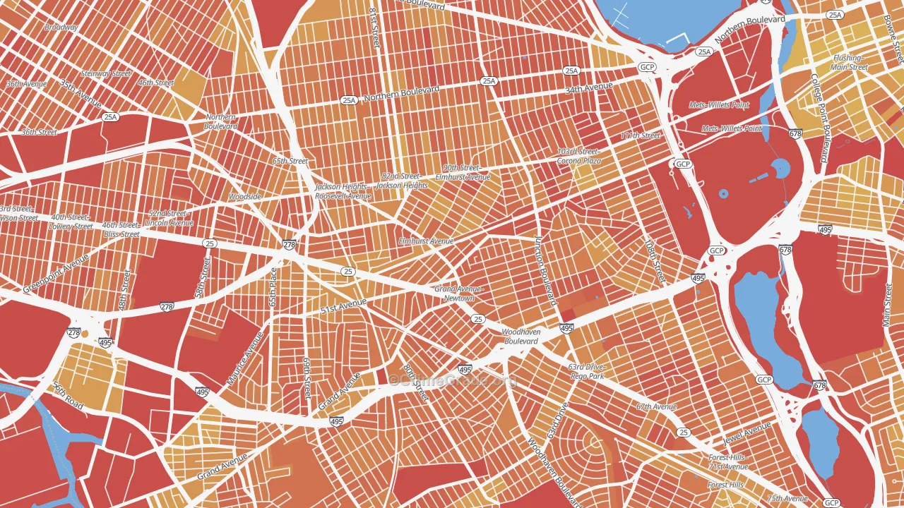 Elmhurst, Queens, NY Map of Vandalism Rates