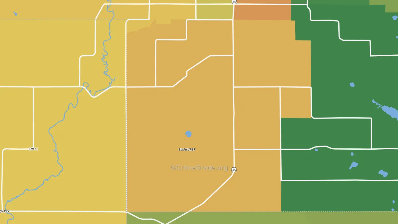 Elmhurst, WI Map of Vandalism Rates