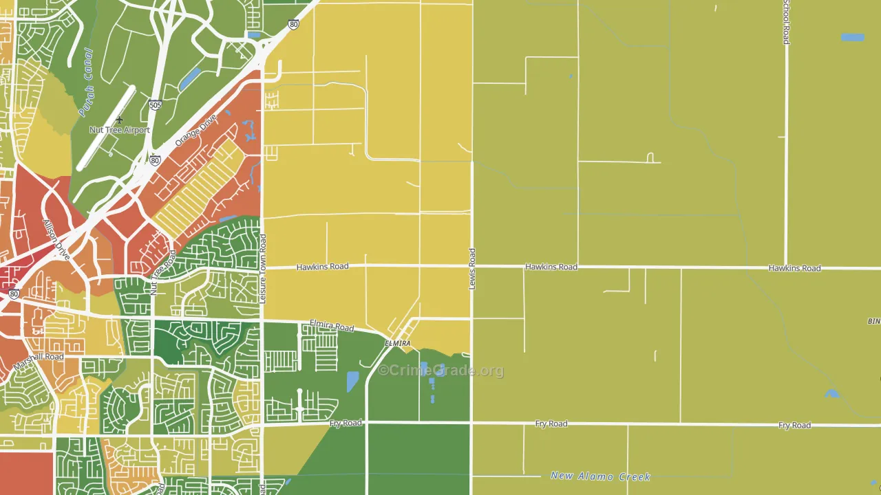 Elmira, CA Map of Vandalism Rates