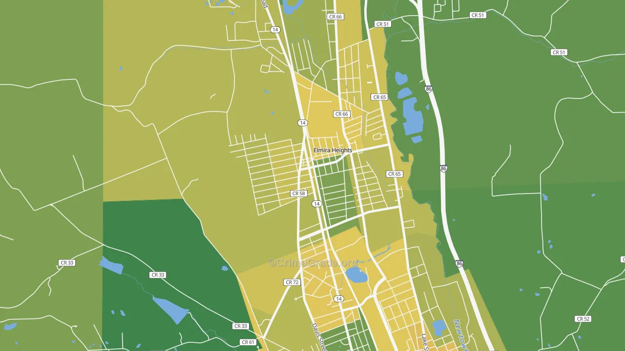 Elmira Heights, NY Map of Vandalism Rates