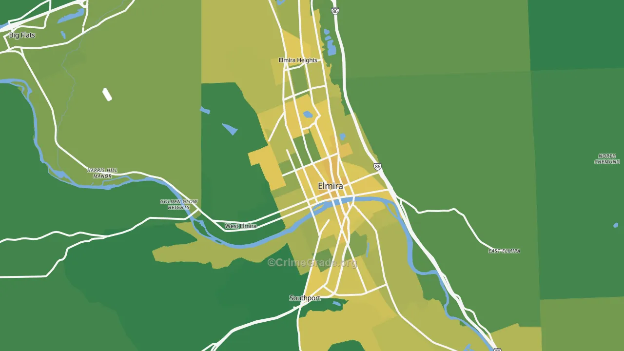 Elmira, NY Map of Vandalism Rates