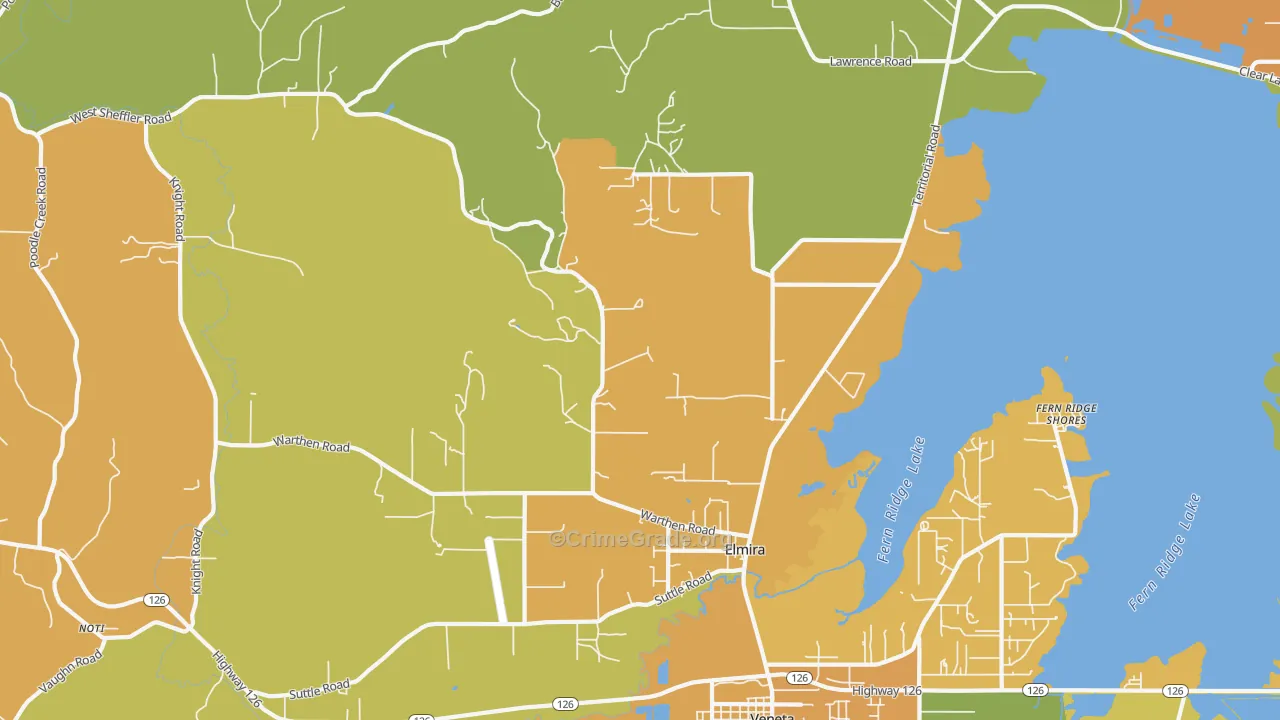 Elmira, OR Map of Vandalism Rates