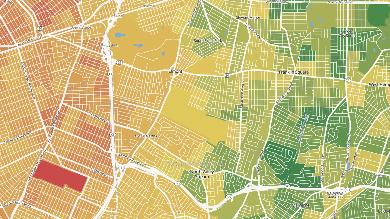 Elmont, NY Map of Vandalism Rates