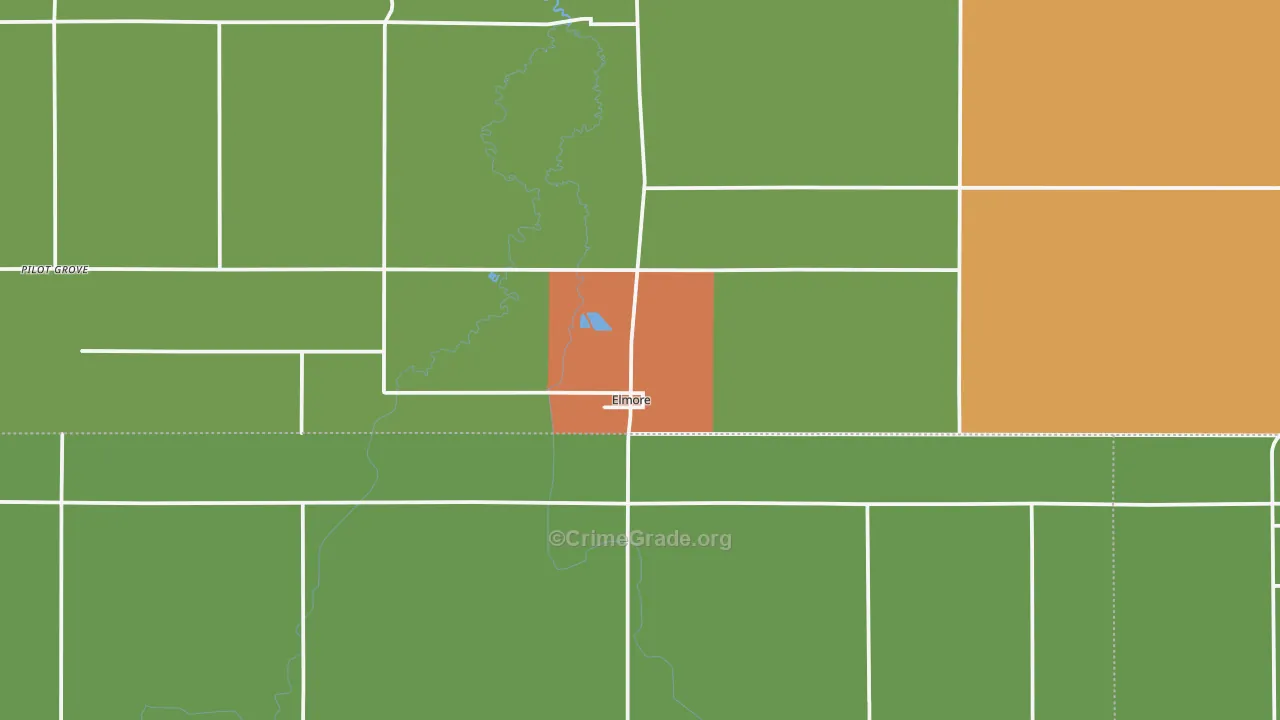 Elmore, MN Map of Vandalism Rates