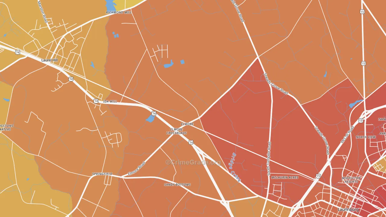 Elmore, NC Map of Vandalism Rates