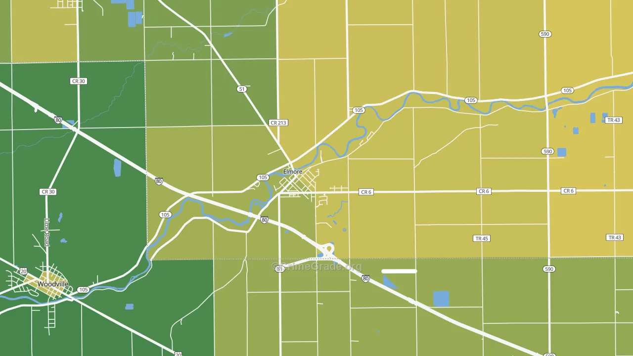 Elmore, OH Map of Vandalism Rates