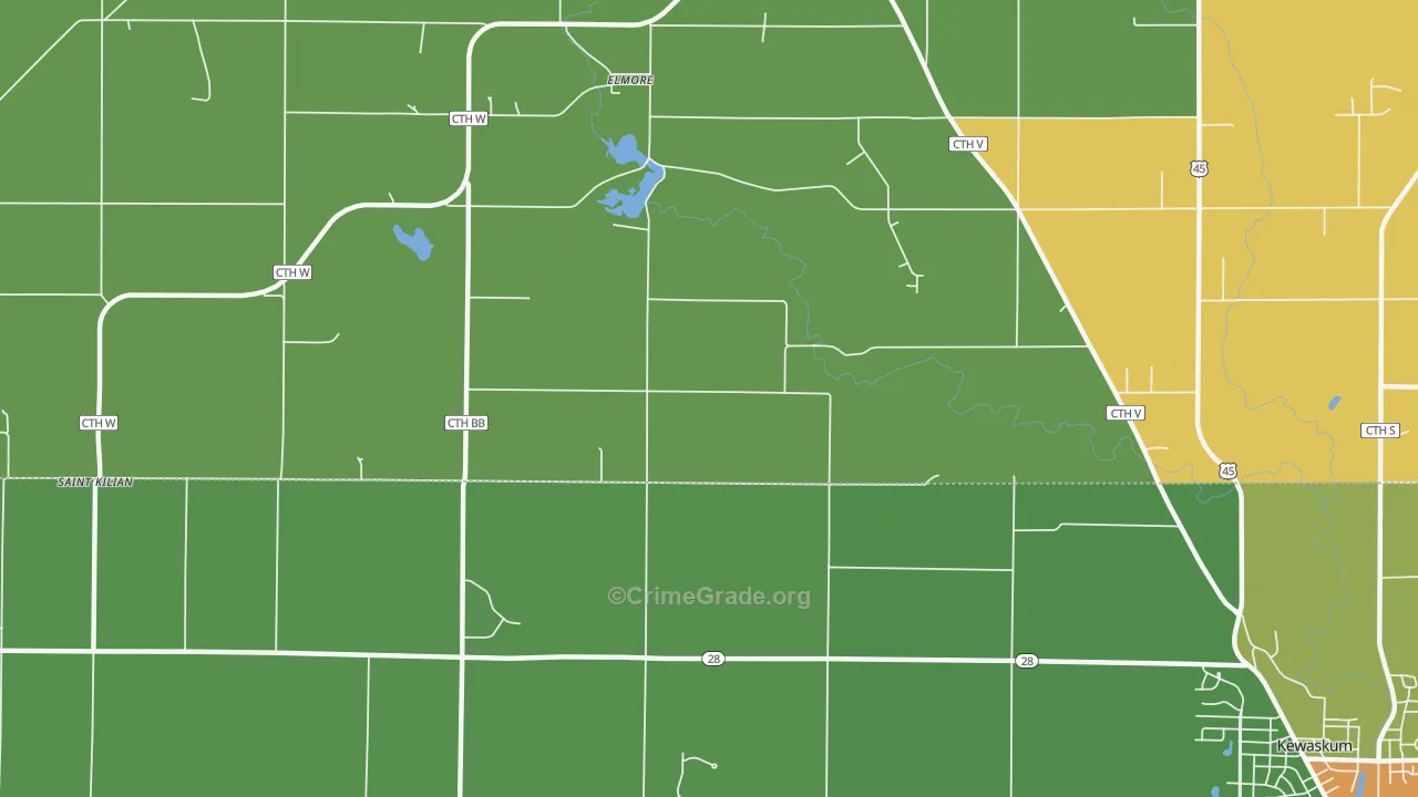 Elmore, WI Map of Vandalism Rates
