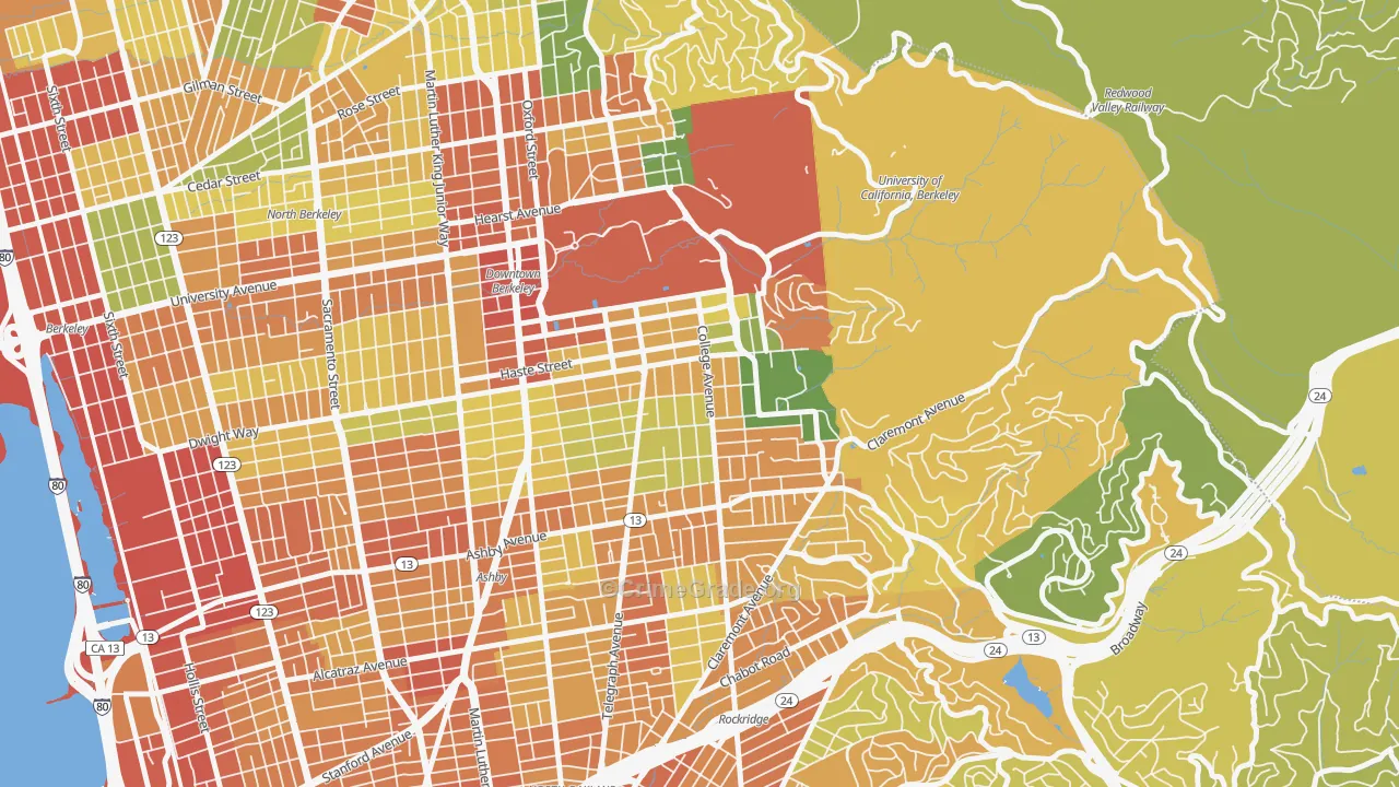 Elmwood, Berkeley, CA Map of Vandalism Rates