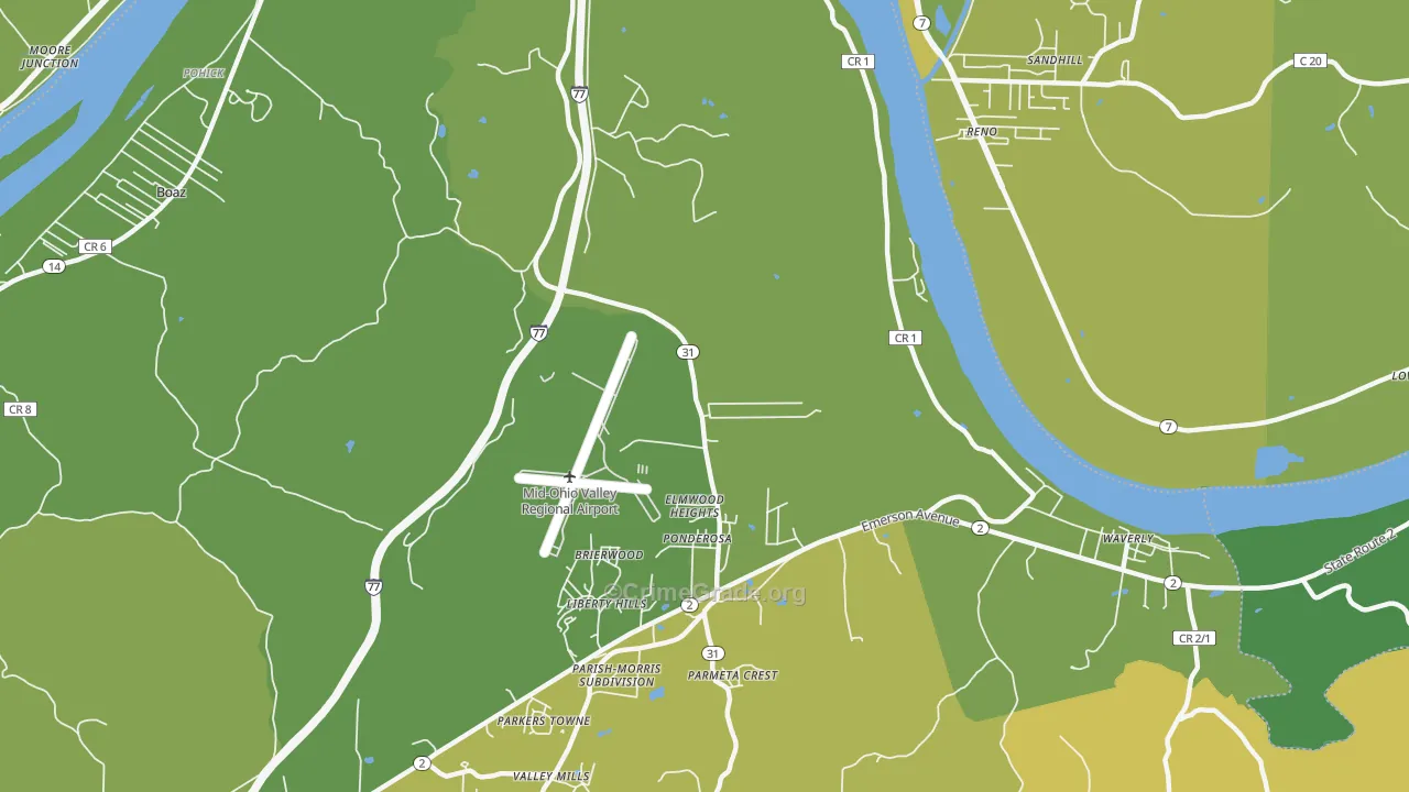 Elmwood Heights, WV Map of Vandalism Rates