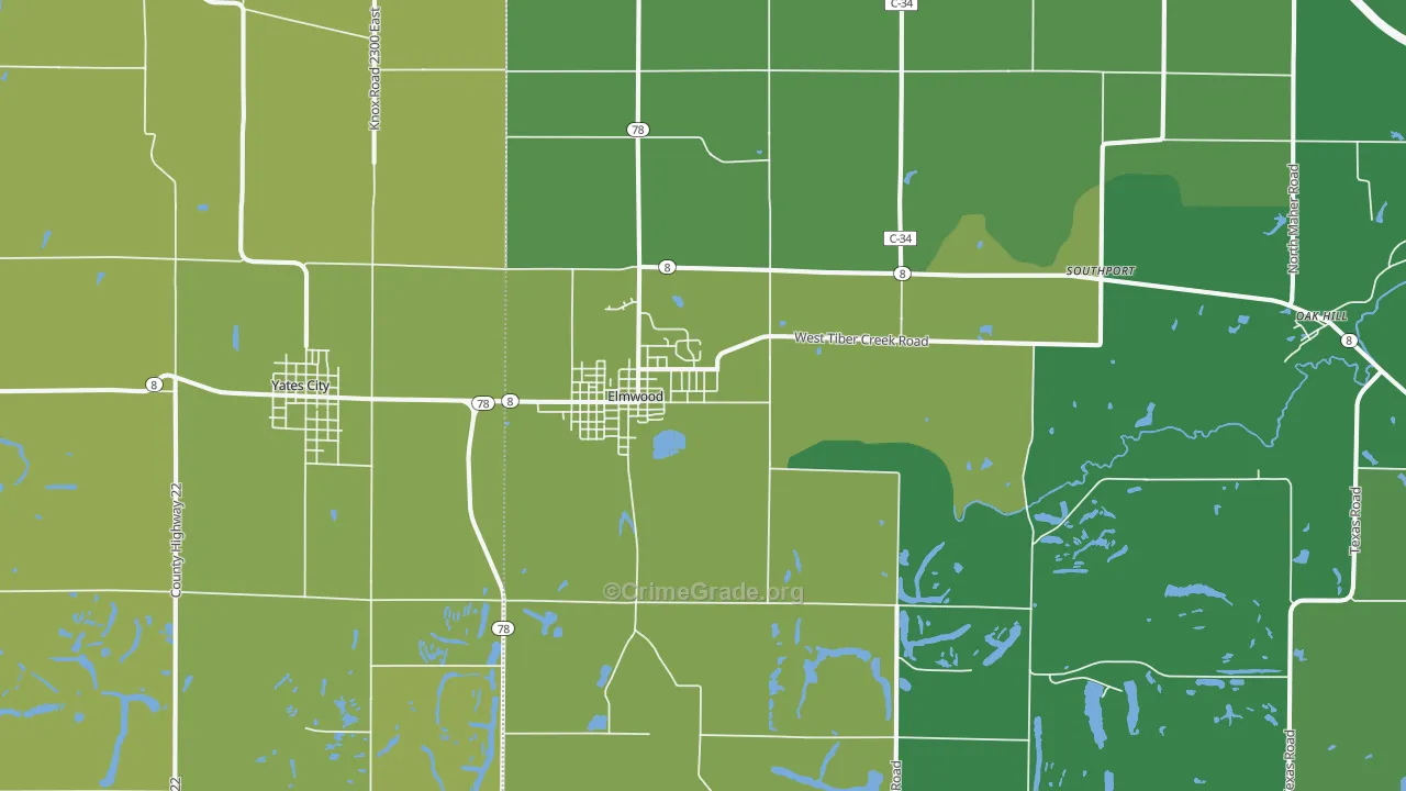 Elmwood, IL Map of Vandalism Rates