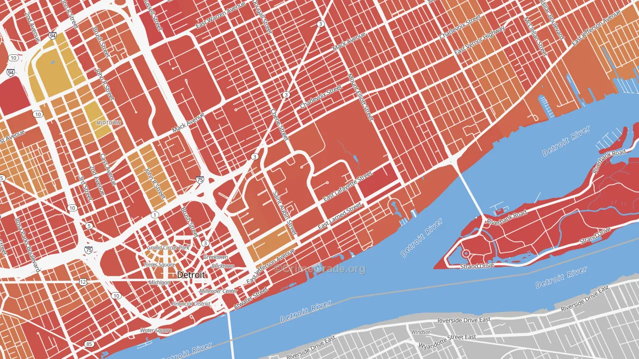 Elmwood Park, Detroit, MI Map of Vandalism Rates
