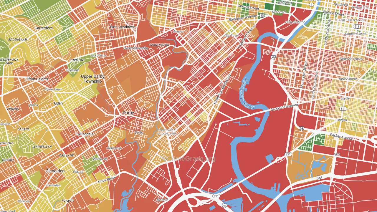 Elmwood, Philadelphia, PA Map of Vandalism Rates