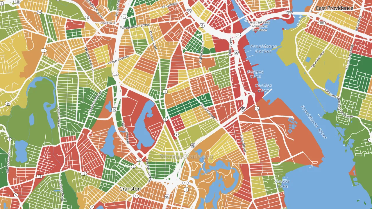 Elmwood, Providence, RI Map of Vandalism Rates