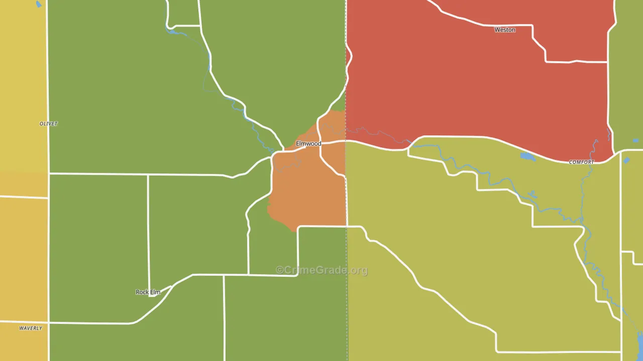 Elmwood, WI Map of Vandalism Rates
