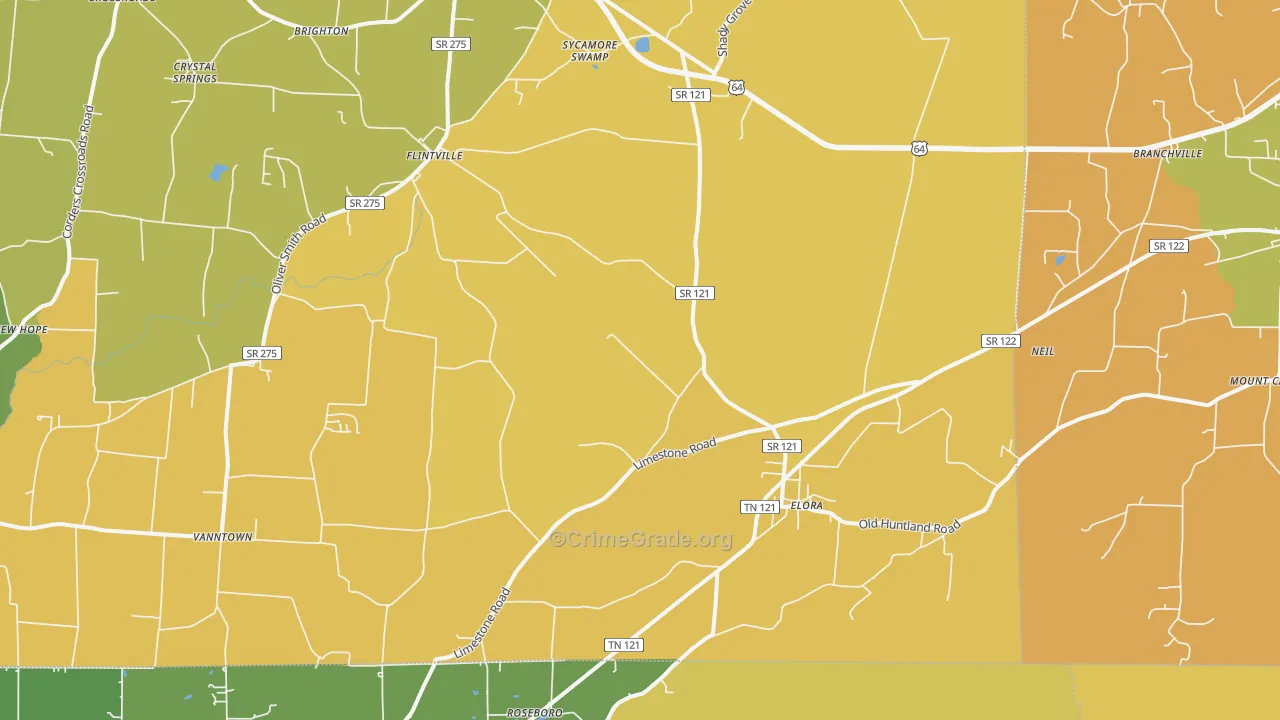 Elora, TN Map of Vandalism Rates