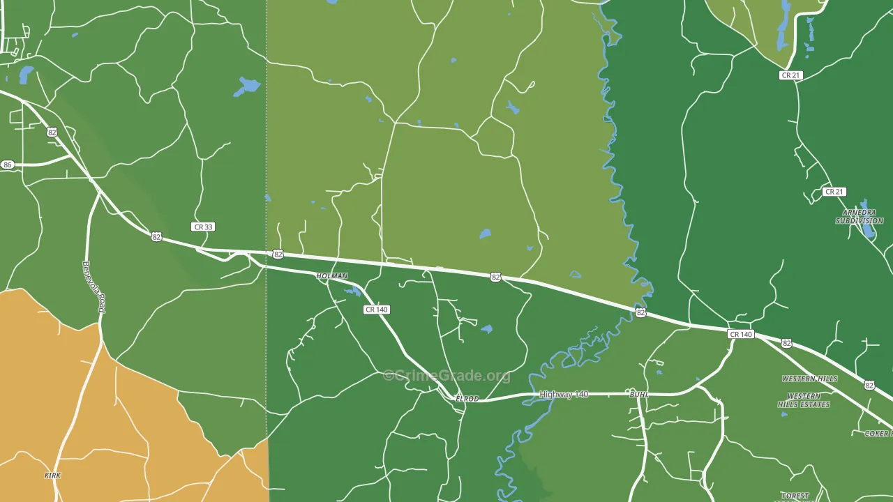 Elrod, AL Map of Vandalism Rates
