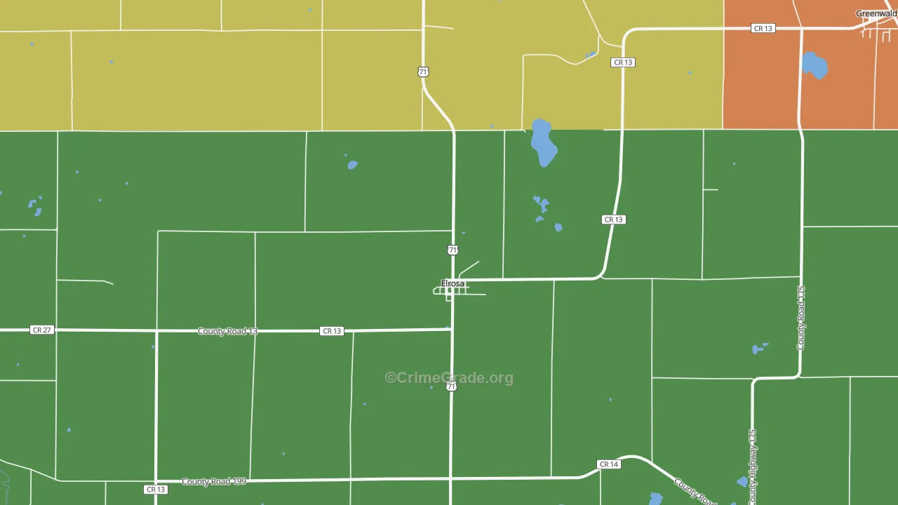 Elrosa, MN Map of Vandalism Rates