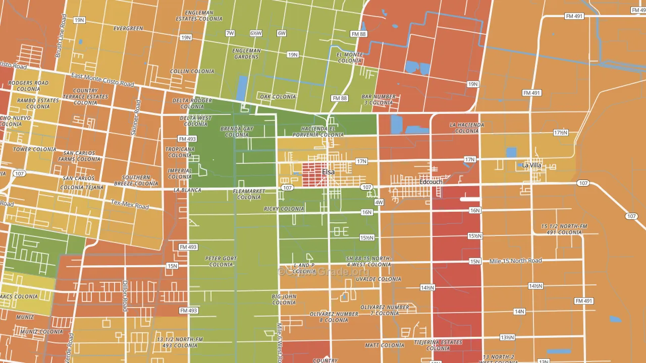 Elsa, TX Map of Vandalism Rates