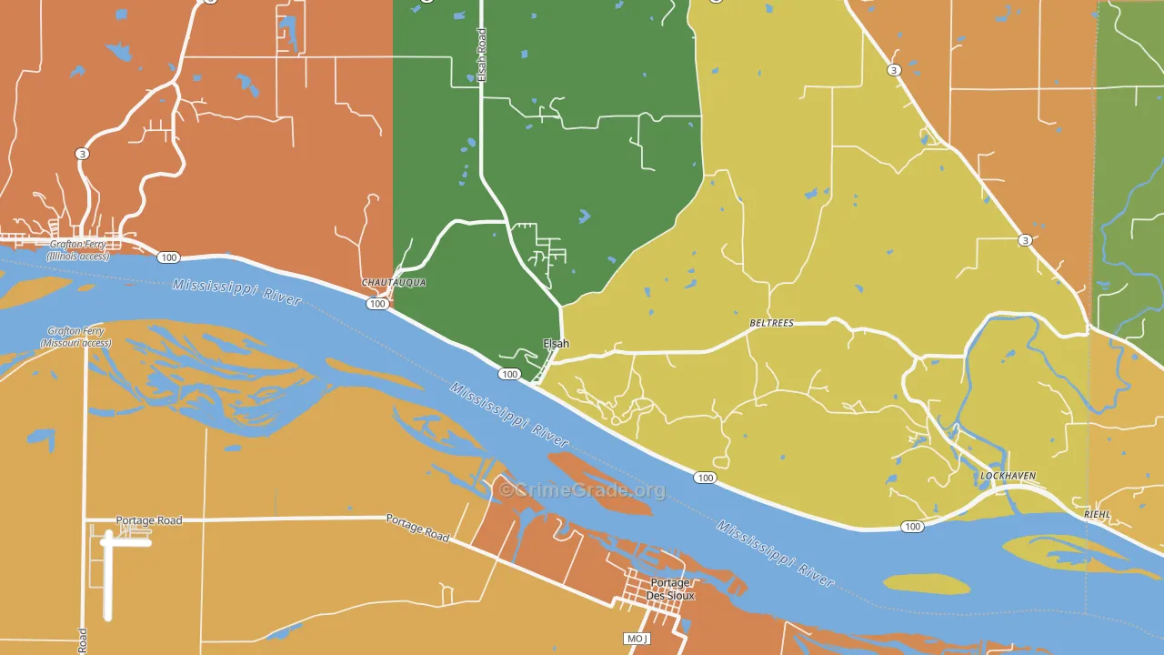 Elsah, IL Map of Vandalism Rates