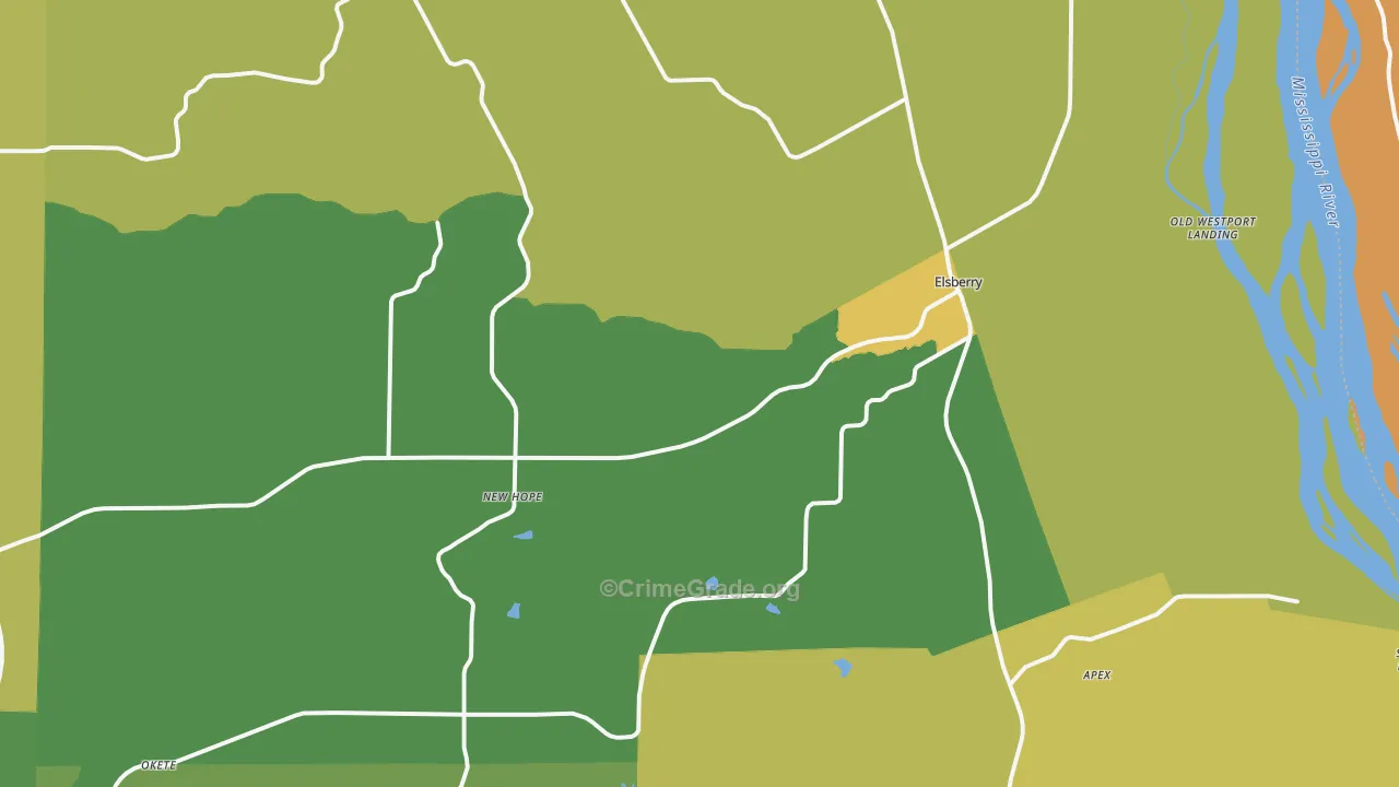 Elsberry, MO Map of Vandalism Rates