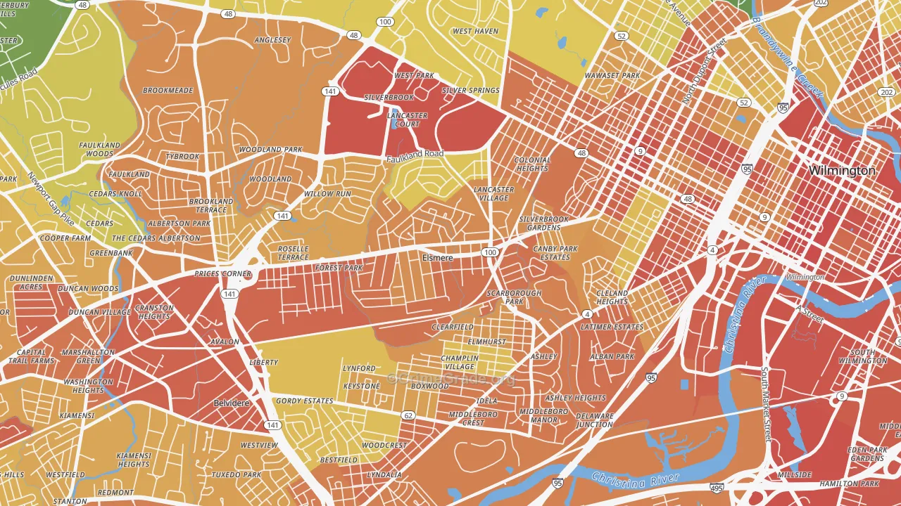 Elsmere, DE Map of Vandalism Rates