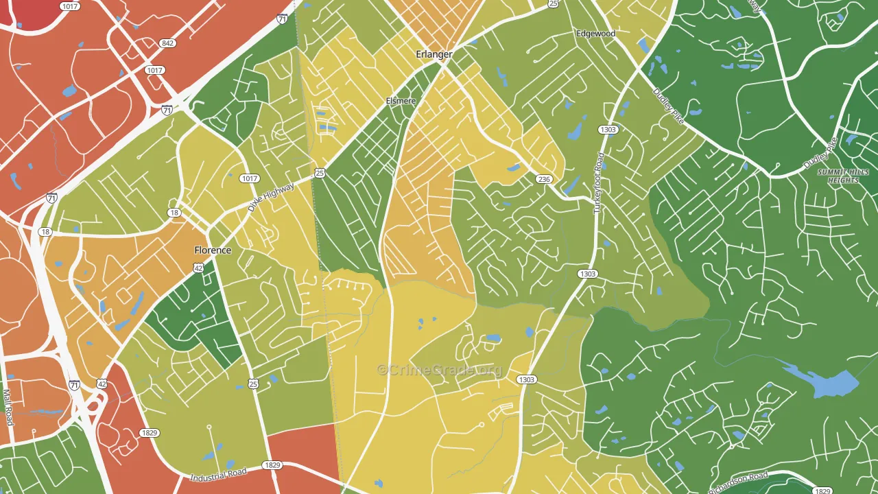Elsmere, KY Map of Vandalism Rates