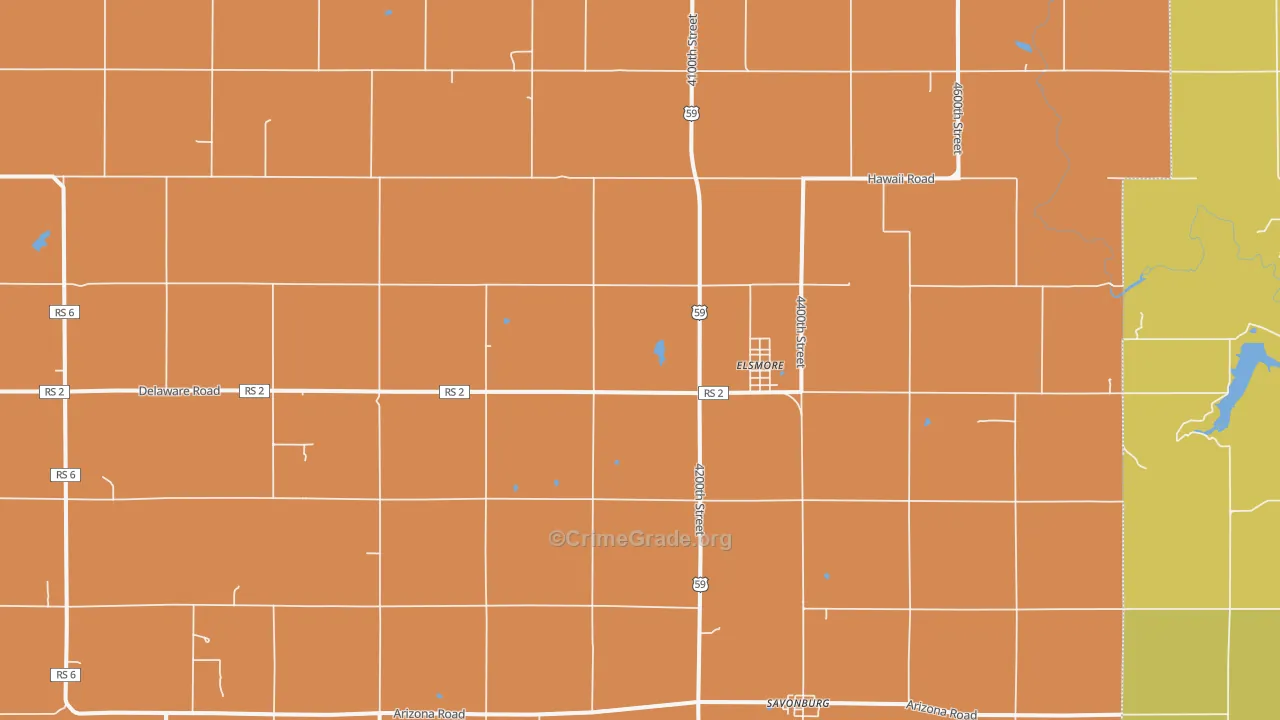 Elsmore, KS Map of Vandalism Rates