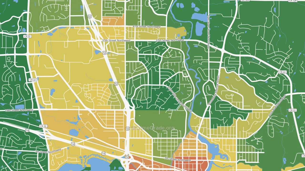 Elton Hills, Rochester, MN Map of Vandalism Rates